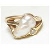 Image 1 : Estate Freshwater Pearl & Diamond 14K Ring