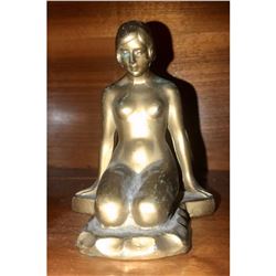 1920's French Art Deco Nude Girl Bronzed Bookend Sculpture