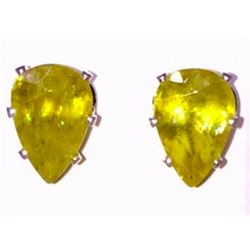 4.44ctw Yellow Color Flash Pear Faceted Sphene & Sterling Earrings