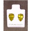 Image 2 : 4.44ctw Yellow Color Flash Pear Faceted Sphene & Sterling Earrings