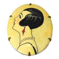 1920's Art Deco Flapper Celluloid Brooch Pin