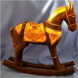 Vintage Decorative Wood & Brass Rocking Horse