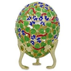 Russian Faberge-Inspired Pierced Clover Leaf Trinket Jewel Box Egg