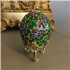 Image 5 : Russian Faberge-Inspired Pierced Clover Leaf Trinket Jewel Box Egg