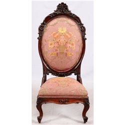 19thc Hand Carved Rosewood Slipper Chair