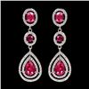 Image 1 : Raspberry Pink Czech Crystal Chandelier Drop Cocktail Earrings