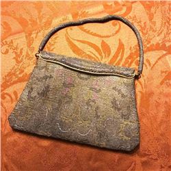 Early - Mid Century Lucienne Offenthal Paris Petit Point Tapestry Beaded Evening Bag Purse