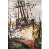 Image 1 : Signed Abstract Oil Painting, Masted Boat