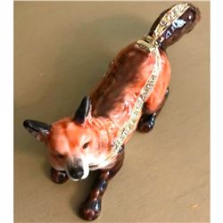 Enamel & Gilt Crystal Fox Trinket Jewel Box