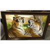 Image 2 : 20thc Signed Oil Painting, "After The Hunt", Pair of Tigers