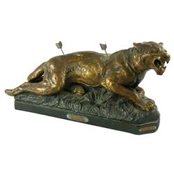 After Aldo Bartalietti, Patinated Plaster Tiger Sculpture