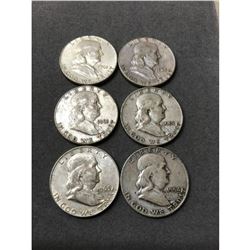 Group of 1950's & 1960's Ben Franklin Silver Dollars