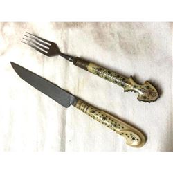 19thc Antique Ottoman Knife & Fork Set