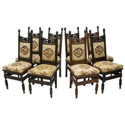 Set of Continental Carved Orientalist Beast Motif Side Chairs