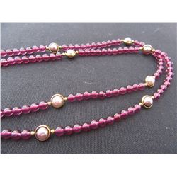 ESTATE - PURPLE BEAD & GREY PEARLY STYLE 34" NECKLACE