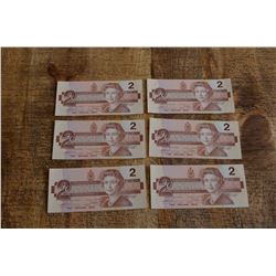 Sequential $2 Canadian bills