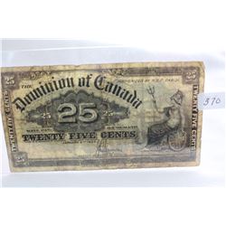 Dominion of Canada Twenty-five Cent Bill (Shinplaster)