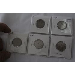 Canada Five Cent Coins (5)