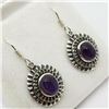 Image 1 : Silver Amethyst (Cabochon Cut) Earrings (~weight 6g), Made in Canada, Suggested Retail Value $300 (E
