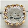 Image 1 : Brass White Topaz(12.4ct) Ring (~Size 9)(Ring is resizable for $40) (~weight 10.9g), Made in Canada,