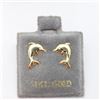 Image 1 : 14K Yellow Gold Dolphin Left And Right Screwback (0.5G) Earrings, Made in Canada, Suggested Retail V