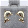 Image 2 : 14K Yellow Gold Dolphin Left And Right Screwback (0.5G) Earrings, Made in Canada, Suggested Retail V