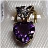 Image 1 : 10K Yellow Gold Genuine Amethyst And Diamond (0.23Gm) Pendant, Made in Canada, Suggested Retail Valu