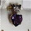 Image 2 : 10K Yellow Gold Genuine Amethyst And Diamond (0.23Gm) Pendant, Made in Canada, Suggested Retail Valu