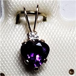 10K Yellow Gold Genuine Sapphire And Amethyst (0.23Gm) Pendant, Made in Canada, Suggested Retail Val