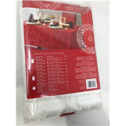 Damask White Tablecloth (60in x 144in)