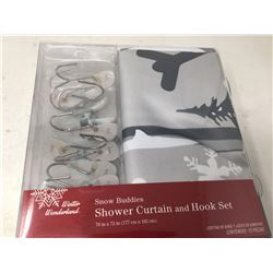Snow Buddies Shower Curtain and Hook Set