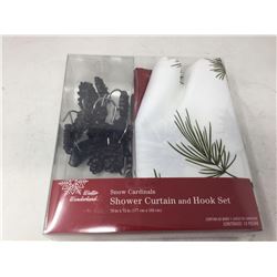 Snow Cardinals Shower Curtain and Hook Set