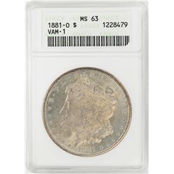 1881-O $1 Morgan Silver Dollar Coin ANACS MS63 VAM-1