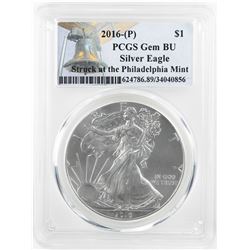 2016-P $1 American Silver Eagle Coin PCGS Gem BU Struck at the Philadelphia Mint