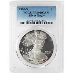 1987-S $1 Proof American Silver Eagle Coin PCGS PR69DCAM