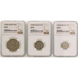 Lot of (3) 1906M Mexico Centavos Silver Coins NGC Graded
