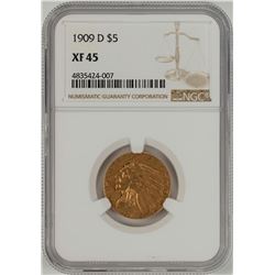 1909-D $5 Liberty Head Half Eagle Gold Coin NGC XF45