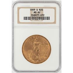 1909-S $20 St. Gaudens Double Eagle Gold Coin NGC MS62