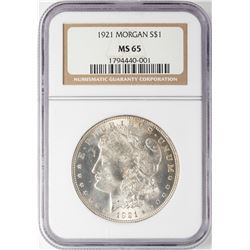 1921 $1 Morgan Silver Dollar Coin NGC MS65