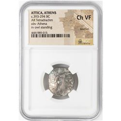 393-294 BC Attica Athens AR Tetradrachm Athena Owl Coin NGC CH VF