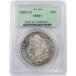 1893-CC $1 Morgan Silver Dollar Coin PCGS MS61 Old Green Holder