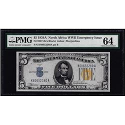 1934A $5 North Africa WWII Emergency Silver Certificate Note PMG Ch. Uncirculated 64