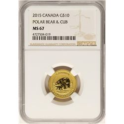 2015 $10 Canada Polar Bear Gold Coin NGC MS67