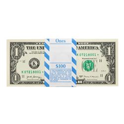 Pack of (100) Consecutive 2017 $1 Federal Reserve STAR Notes Dallas