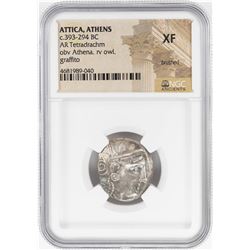 393-294 BC Attica Athens AR Tetradrachm Athena Owl Coin NGC XF