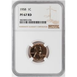 1958 Proof Lincoln Wheat Cent Coin NGC PF67RD