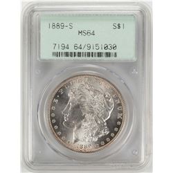 1889-S $1 Morgan Silver Dollar Coin PCGS MS64 OGH