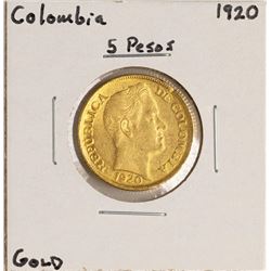 1920 Columbia 5 Pesos Gold Coin