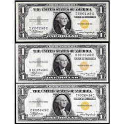 Lot of (3) 1935A $1 North Africa WWII Emergency Issue Silver Certificate Notes