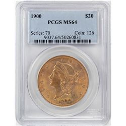 1900 $20 Liberty Head Double Eagle Gold Coin PCGS MS64